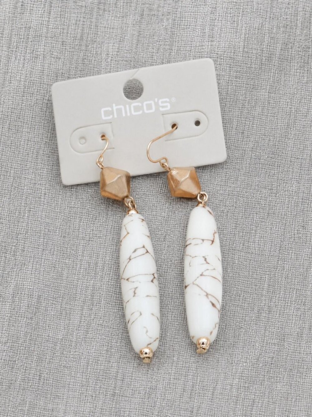 Chico's White Marbled Earrings